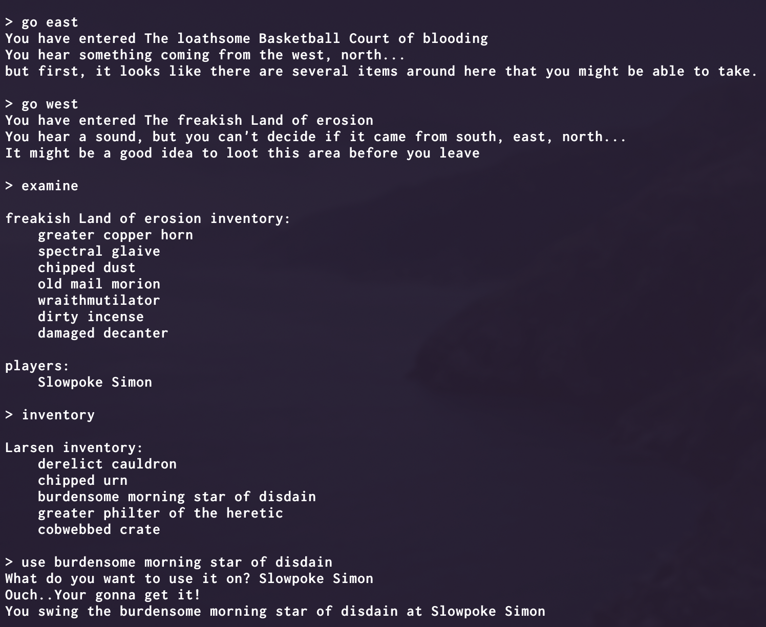 Exploring a room, examining its contents, and using an item